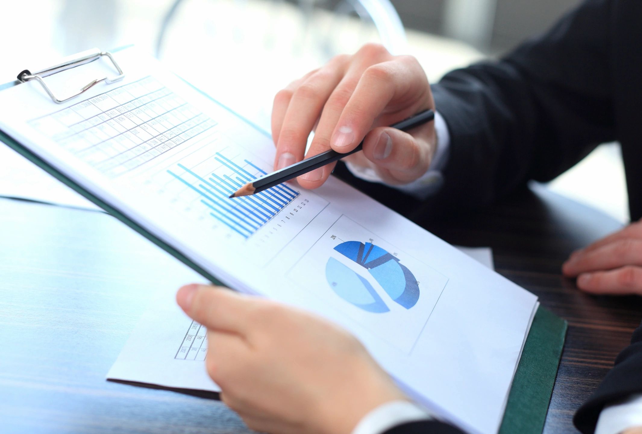 Business professional reviewing financial analytics