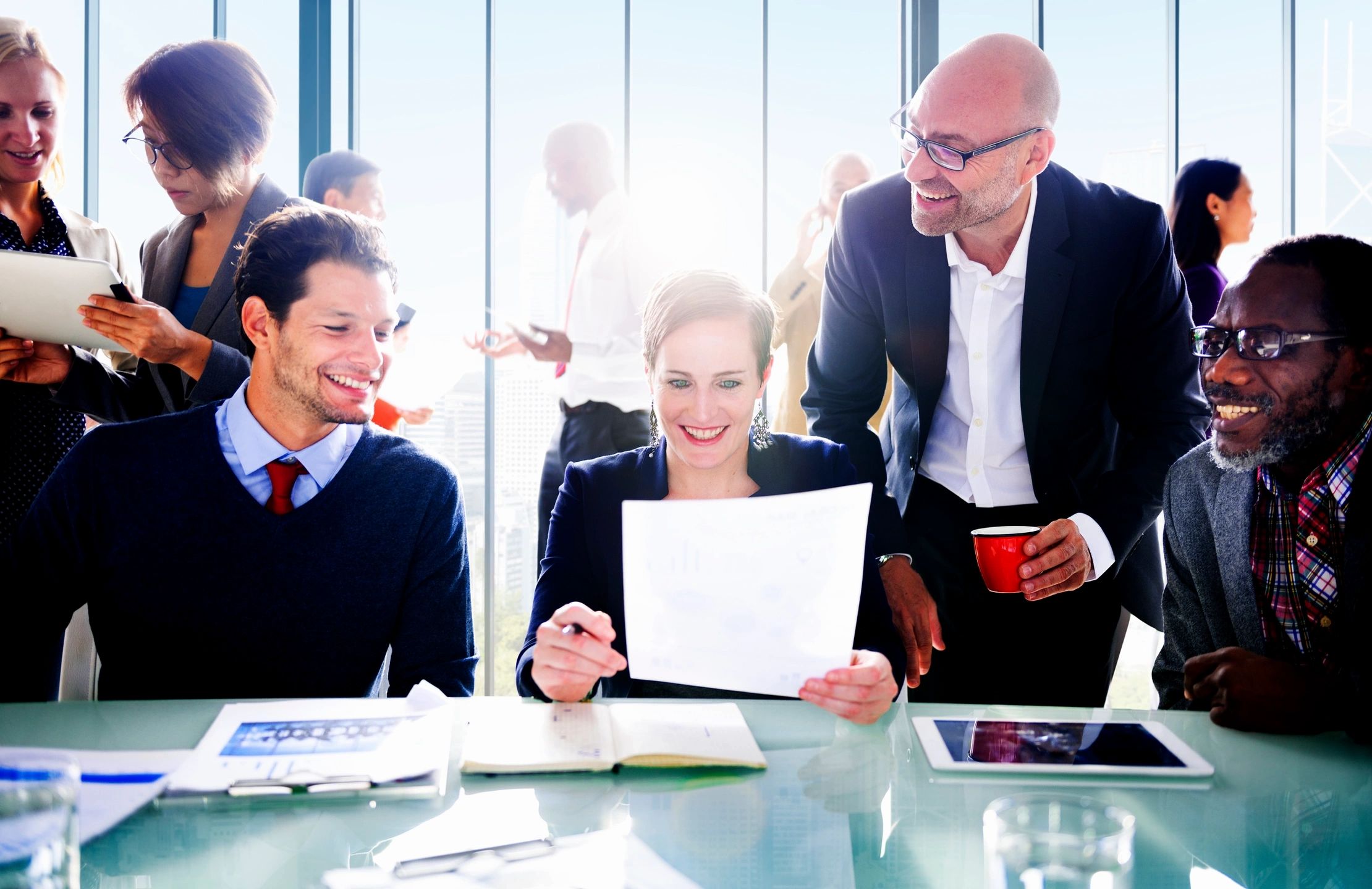 Diverse group of business professionals in a modern office